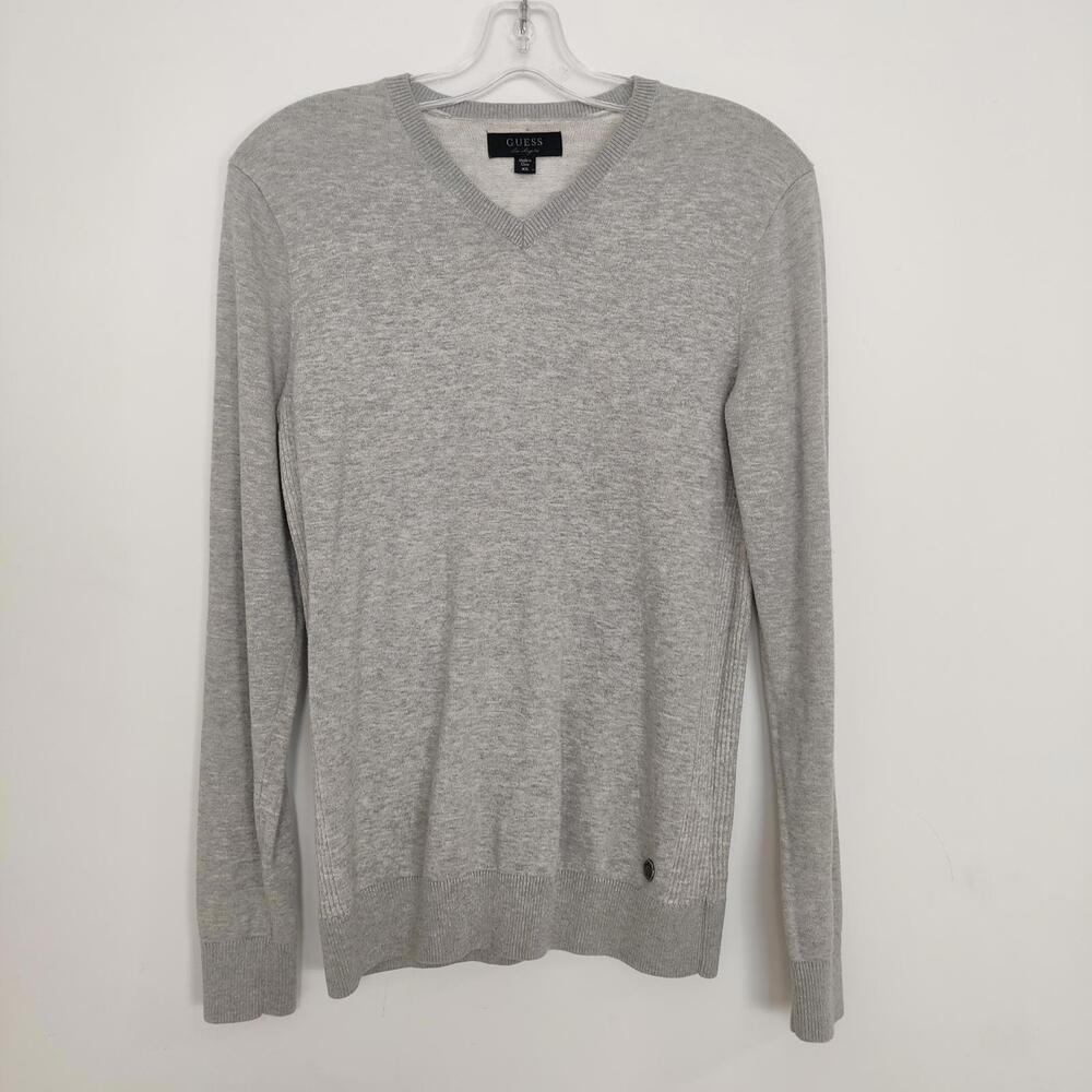 Guess Men's V-neck Silver Grey Sweater Size XS 100% Cotton